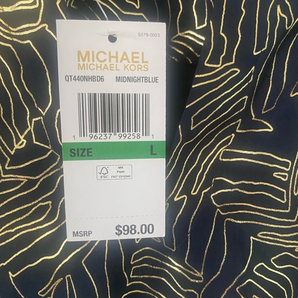 Michael Kors gold and navy blouse size-L - Picture 4 of 10